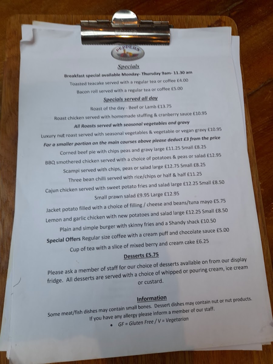 Menu Peppers Restaurant-9